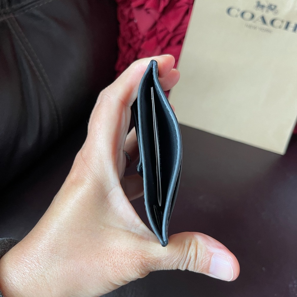Coach Men's Money Clip Card Case Calf Leather Wallet F75459 Black NWT - Picture 5 of 7